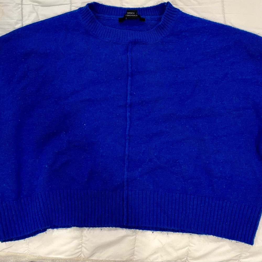 Forever21 Blue Cropped Sweater